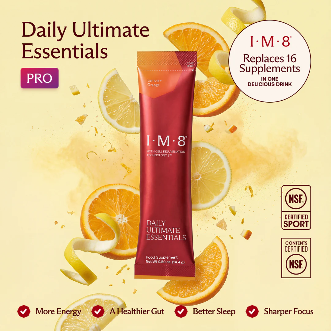 Daily Ultimate Essentials: All-in-One Supplement - 30-Day Travel Stick Pack - Lemon + Orange Flavour