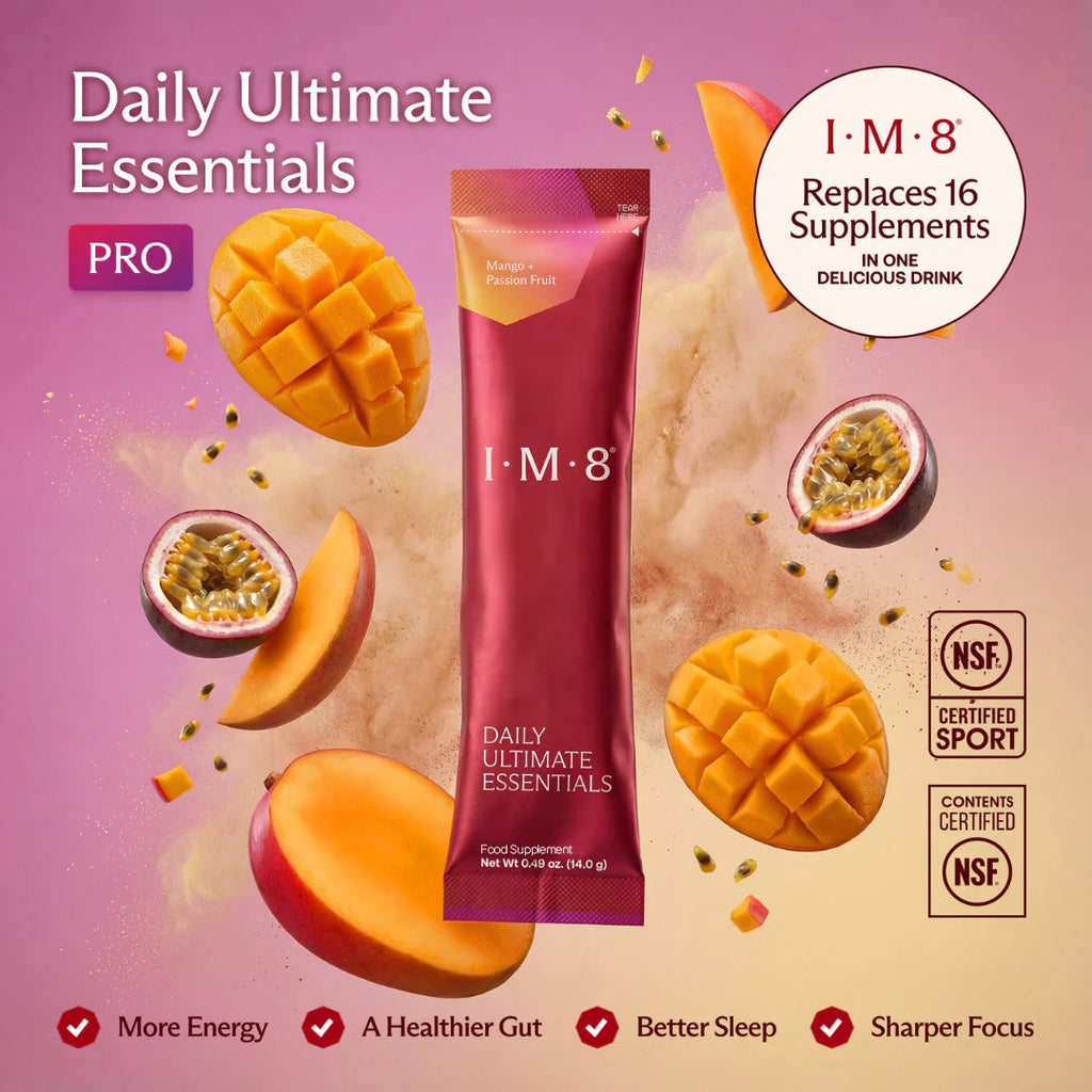 Daily Ultimate Essentials: All-in-One Supplement - 30-Day Travel Stick Pack, Mango + Passion Fruit Flavour
